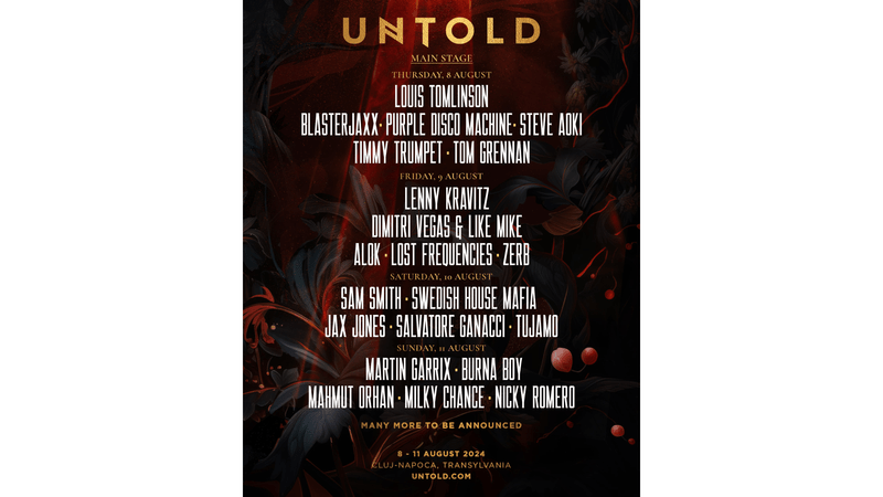 Louis Tomlinson și Tom Grennan se alătură festivalului UNTOLD pentru prima dată! Zerb, Milky Chance, Steve Aoki, Nicky Romero, Blasterjaxx, Jax Jones, Salvatore Ganacci, Mahmut Orhan și Tujamo completează lineup-ul Untold 2024.