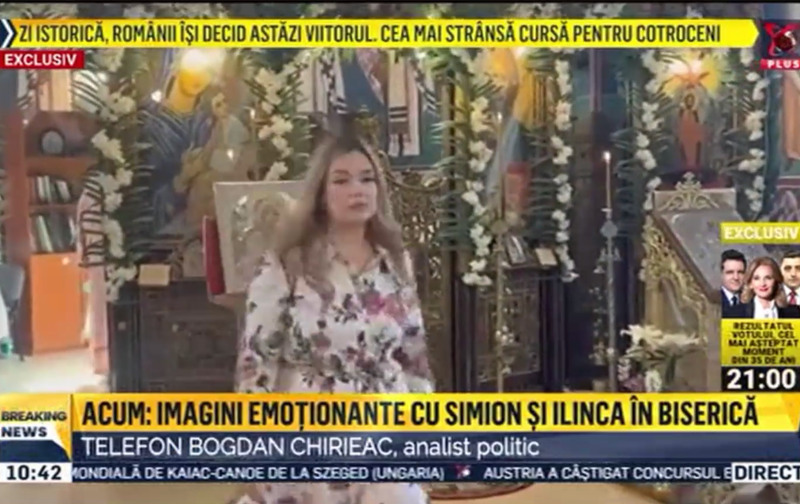 Incident în direct pe un post de televiziune în ziua alegerilor prezidențiale. „O vedem pe Ilinca care se roagă la o icoană. Îl vedem în acest moment şi pe George Simion”