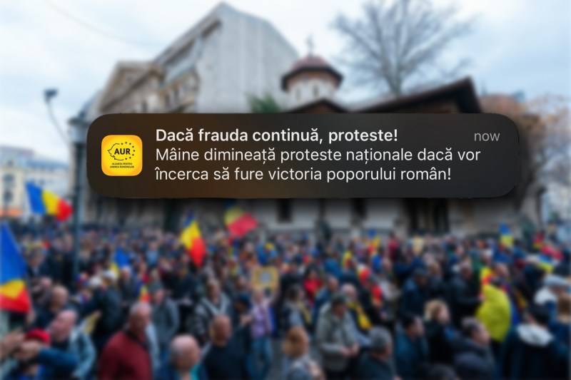 Mesaj adresat membrilor AUR din secțiile de vot, după ce Nicușor Dan a obținut un avans de 670.000 de voturi față de George Simion, referitor la voturile din țară: 'Proteste naționale mâine dimineață'.