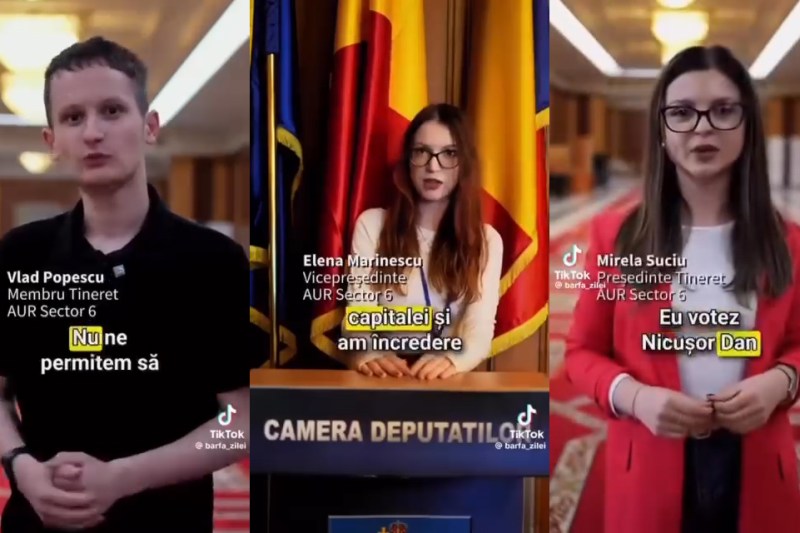 Un membru USR a distribuit pe TikTok un videoclip fals în care presupusi membri AUR declară că votează cu Nicușor Dan / USR: „Va fi sancționat pentru comportamentul inadecvat”