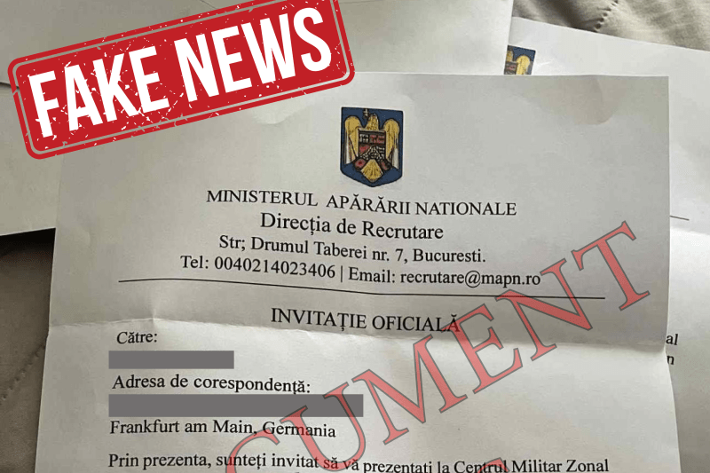 Ministerul Apărării semnalează o campanie de dezinformare vizând românii din diaspora, printr-un document fals de recrutare