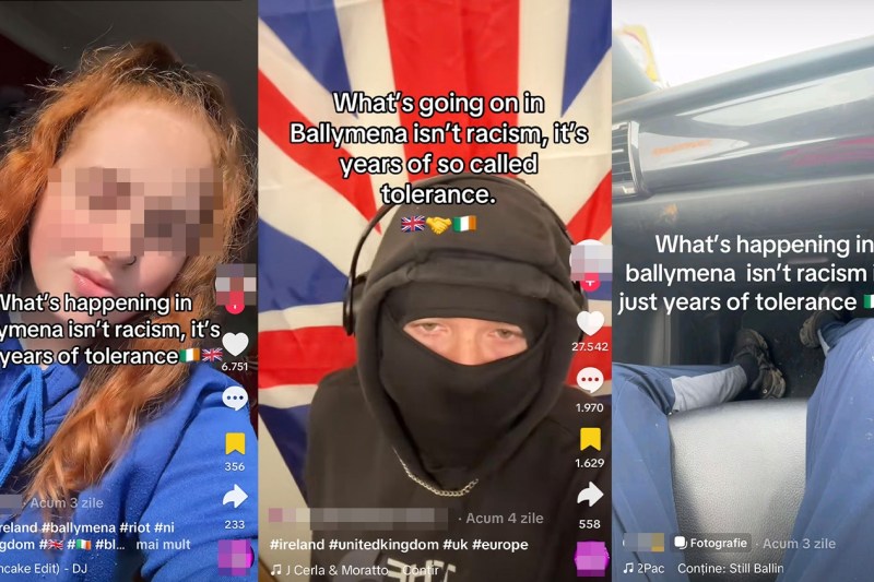 Revolte în Ballymena împotriva migranților români: Campanii patriotice pe TikTok în Irlanda de Nord folosesc inteligența artificială pentru a educa agresorii