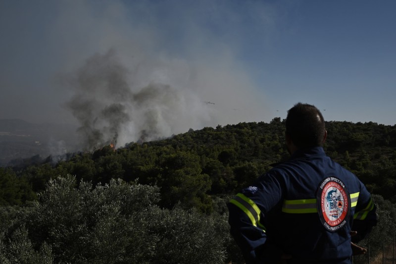 Incendiu major în zona ateniană. Pompierii se tem de valul de căldură din următoarele zile