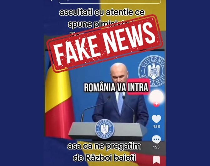 Ministerul Apărării Naționale: „România nu va intra în război”, după un clip fals cu Bolojan
