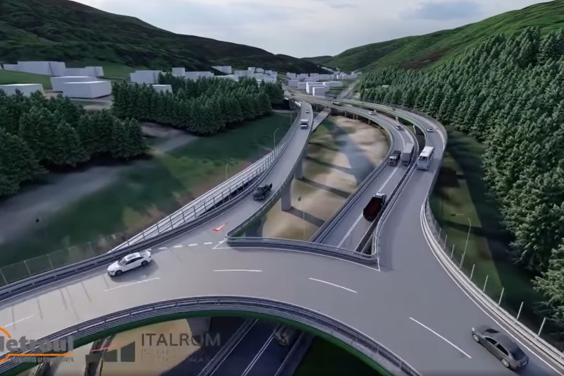 VIDEO: Sens giratoriu suspendat pe DN1, la Predeal - Detalii despre construcție și durată