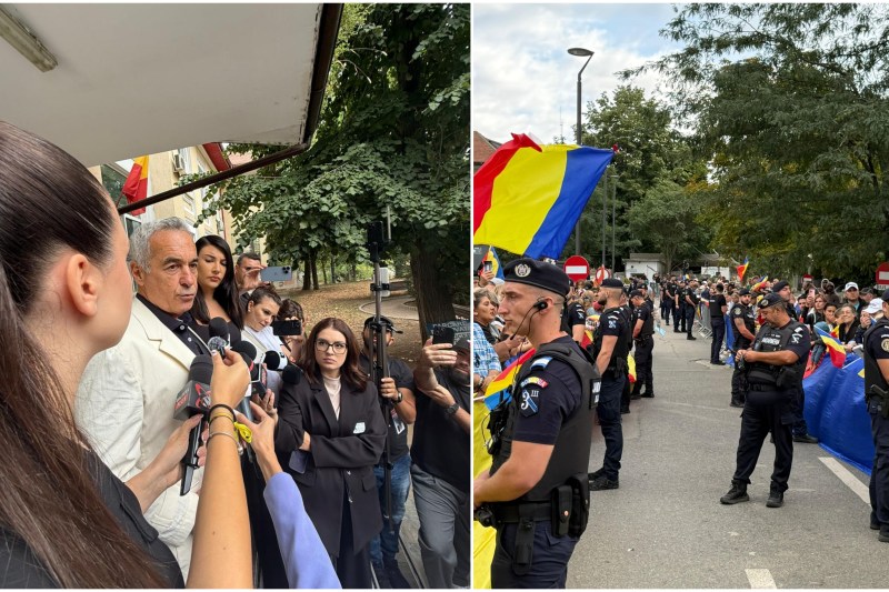 Călin Georgescu își exprimă criticile față de Guvern în fața sediului IPJ Ilfov, în fața unui grup numeros de susținători, iar subiectul este o posibilă candidatură la Primăria Capitalei.