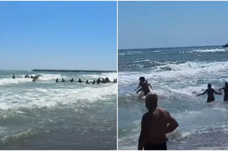 Video: Lanț uman pe plaja din Jupiter în încercarea de salvare a trei turiști; un bărbat a decedat.
